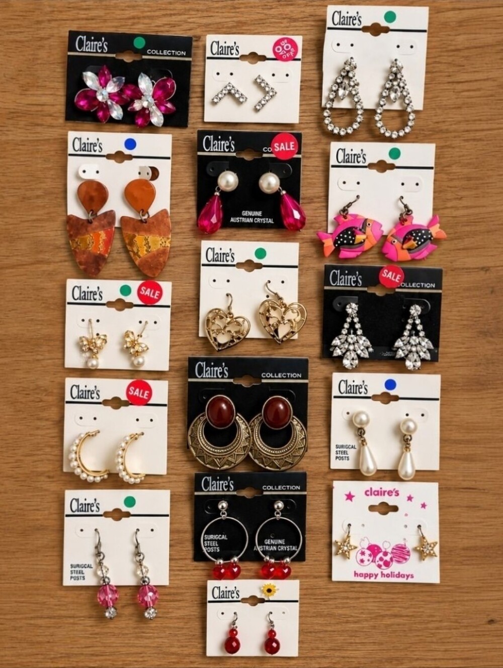 Claire’s Earrings Lot – 16 Pairs – Like New on Cards